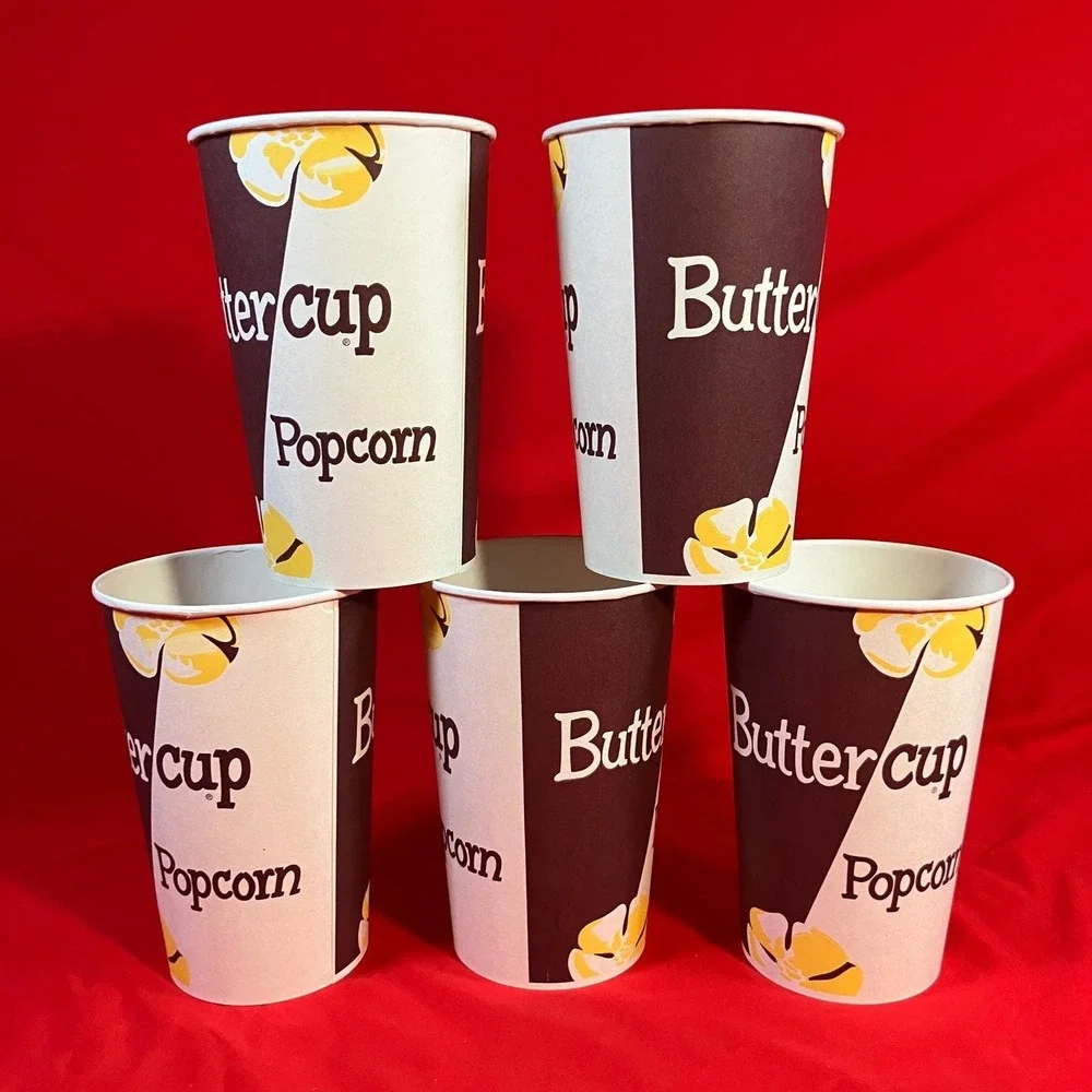 4 - Vintage 1980's Buttercup Popcorn Paper Tubs Sweetheart Cup TV Movie Prop #3
